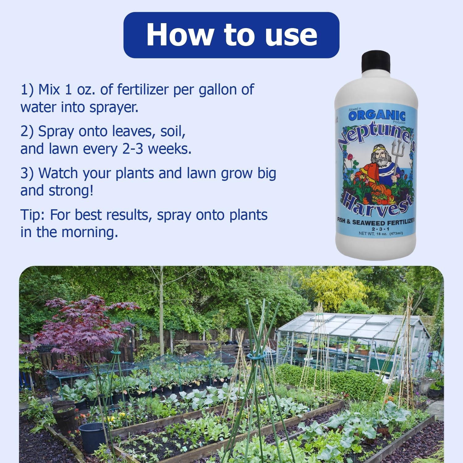 Neptune’s Harvest Fish & Seaweed Liquid Fertilizer (2-3-1) – 18oz Pint 18 oz