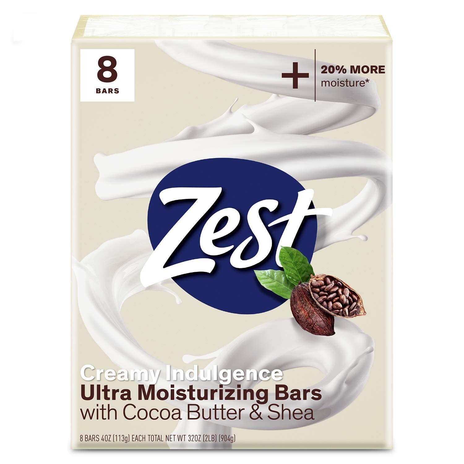 Zest Bar Soap – 8 Bars – Cocoa Butter & Shea Moisturizing Cleanser