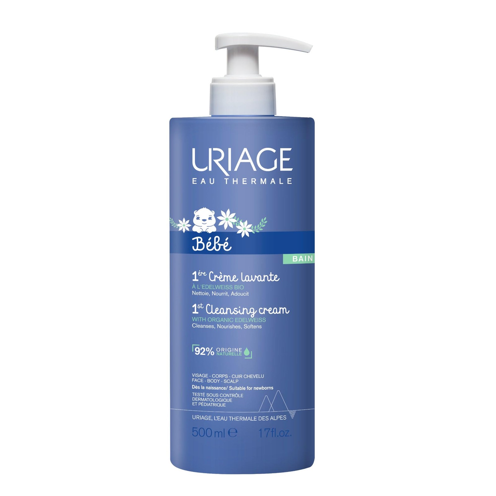 Uriage Baby Body & Scalp Wash w/ Organic Edelweiss & Shea Butter, Gently Cleans