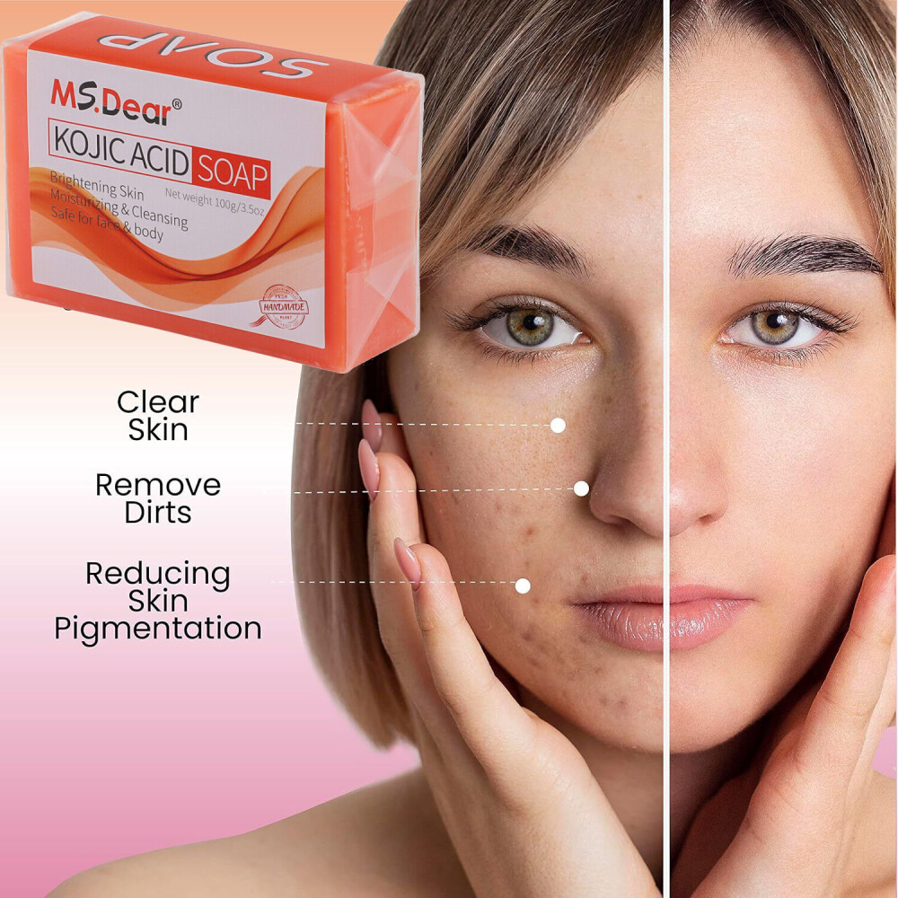 1Pcs Kojic Acid Soap Dark Spot Whitening Turmeric Skin Bleaching Lightening 100g