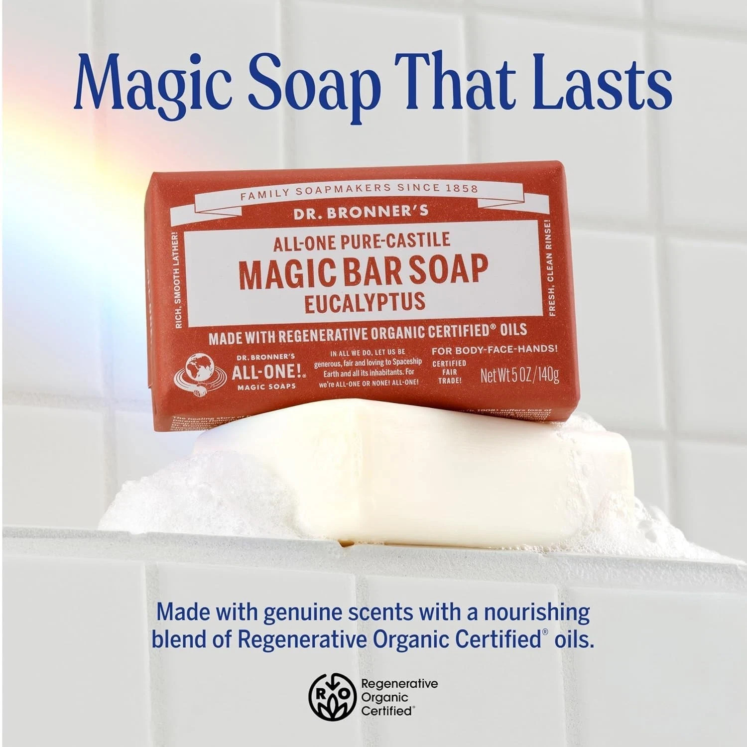 Dr. Bronner’s Pure-Castile Bar Soap Eucalyptus 5 oz Each (Pack of 6)