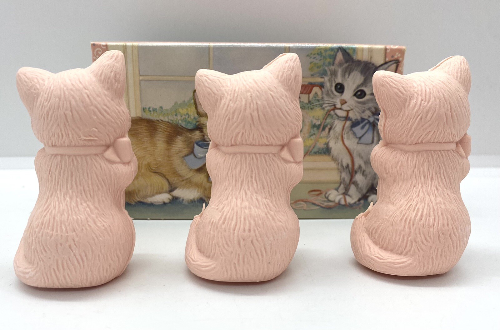 Vintage Avon Products 1987 Kitty Trio 3 Pink Kitten Cat Fragranced Soaps 3oz