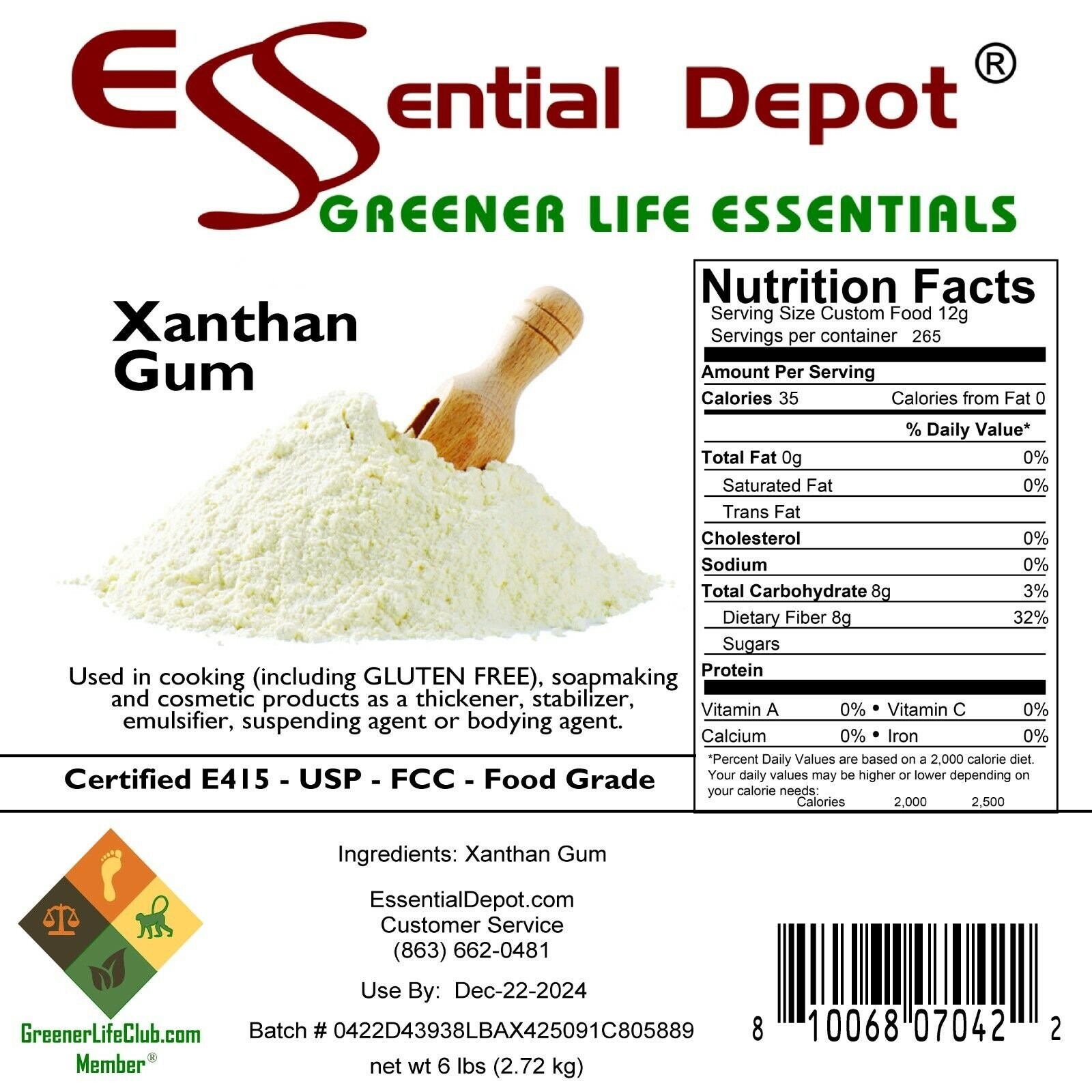 Xanthan Gum – Food Grade – 6 lb – Greener Life Club Box