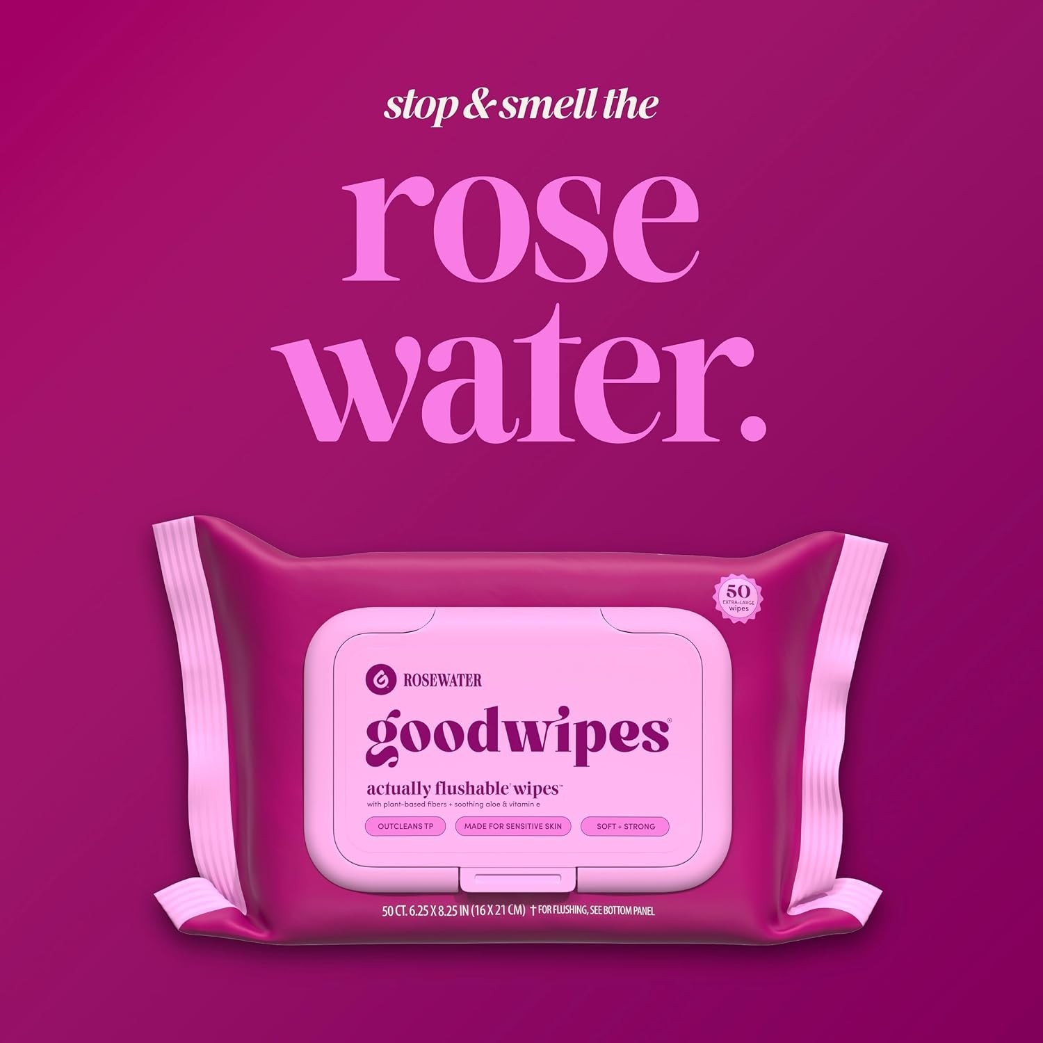 Rosewater Flushable Wipes Bulk Pack, 418 Count, Extra Large