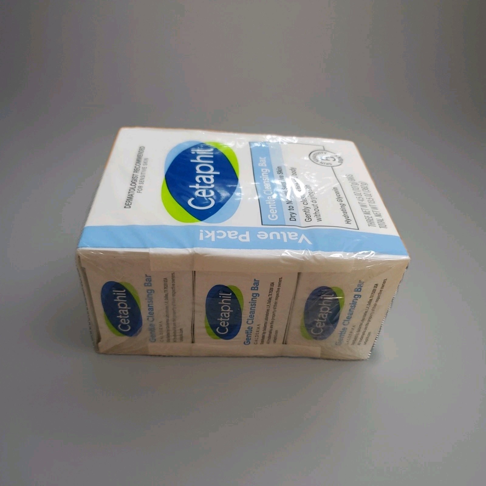 CETAPHIL Gentle Cleansing Bar Soap Nourishing Dry Sensitive Skin 4.5oz, 3-Pack