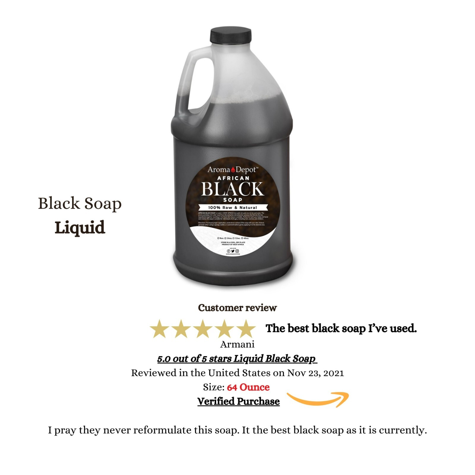 Black Soap Liquid Half Gallon African Soap Natural Wash Face Body Hair Shampoo