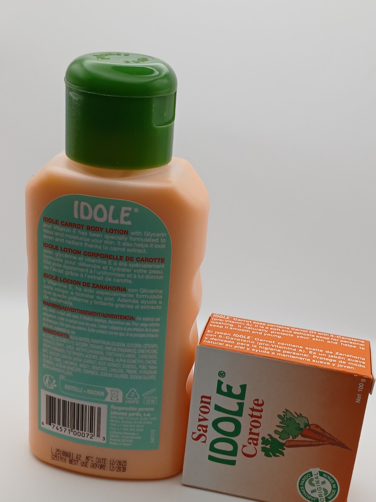 IDOLE Carotte Carrot Scent Body Bar Soap 100g Orange w/ Glycerin Vitamin E