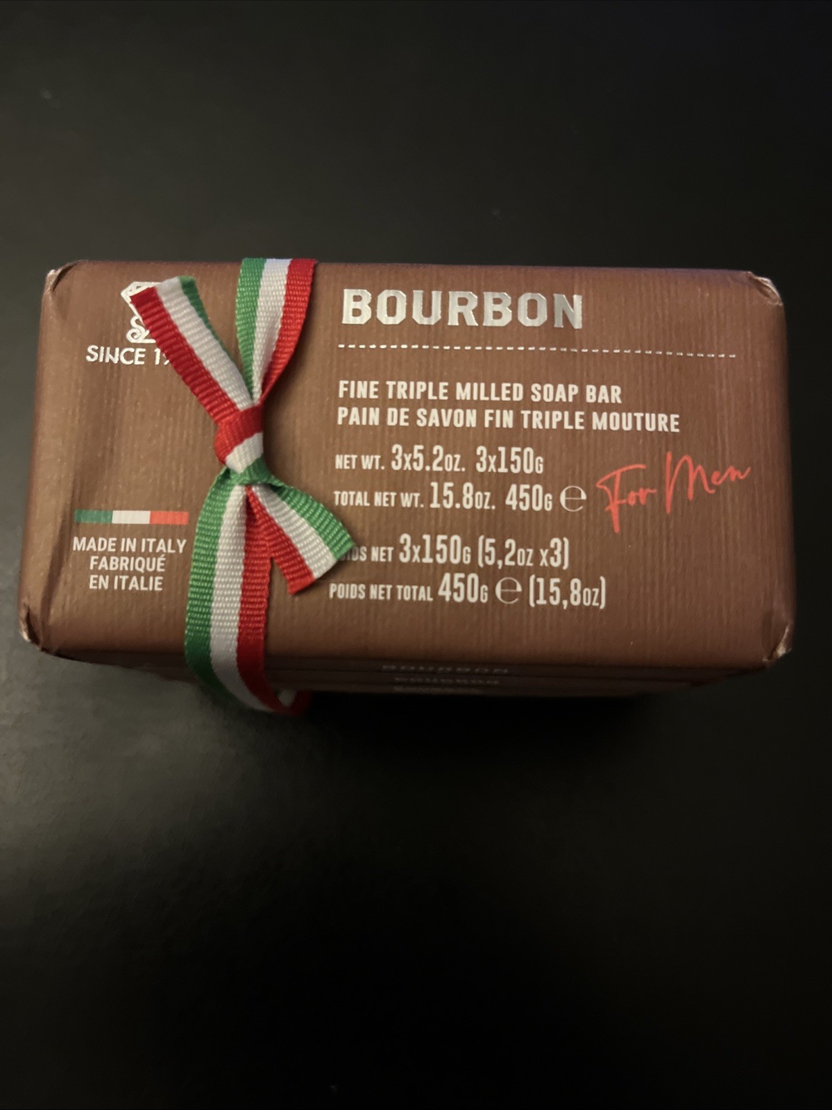 ZENI Bourbon FINE TRIPLE MILLED SOAP BAR (3 BARS ) 5.3OZ EACH MADE IN ITALY New