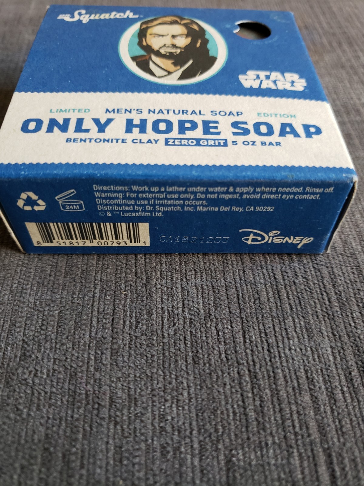 Dr. Squatch Star Wars Obi Wan Jedi Knight Soap Bar 5oz ZERO GRIT Bentonite Clay