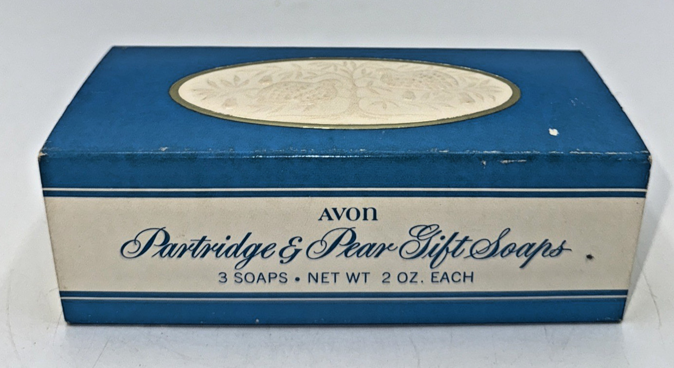 Vintage Avon Partridge & Pear Gift Soaps Set Of 3, W/Box 1970’s Guest Soap Decor