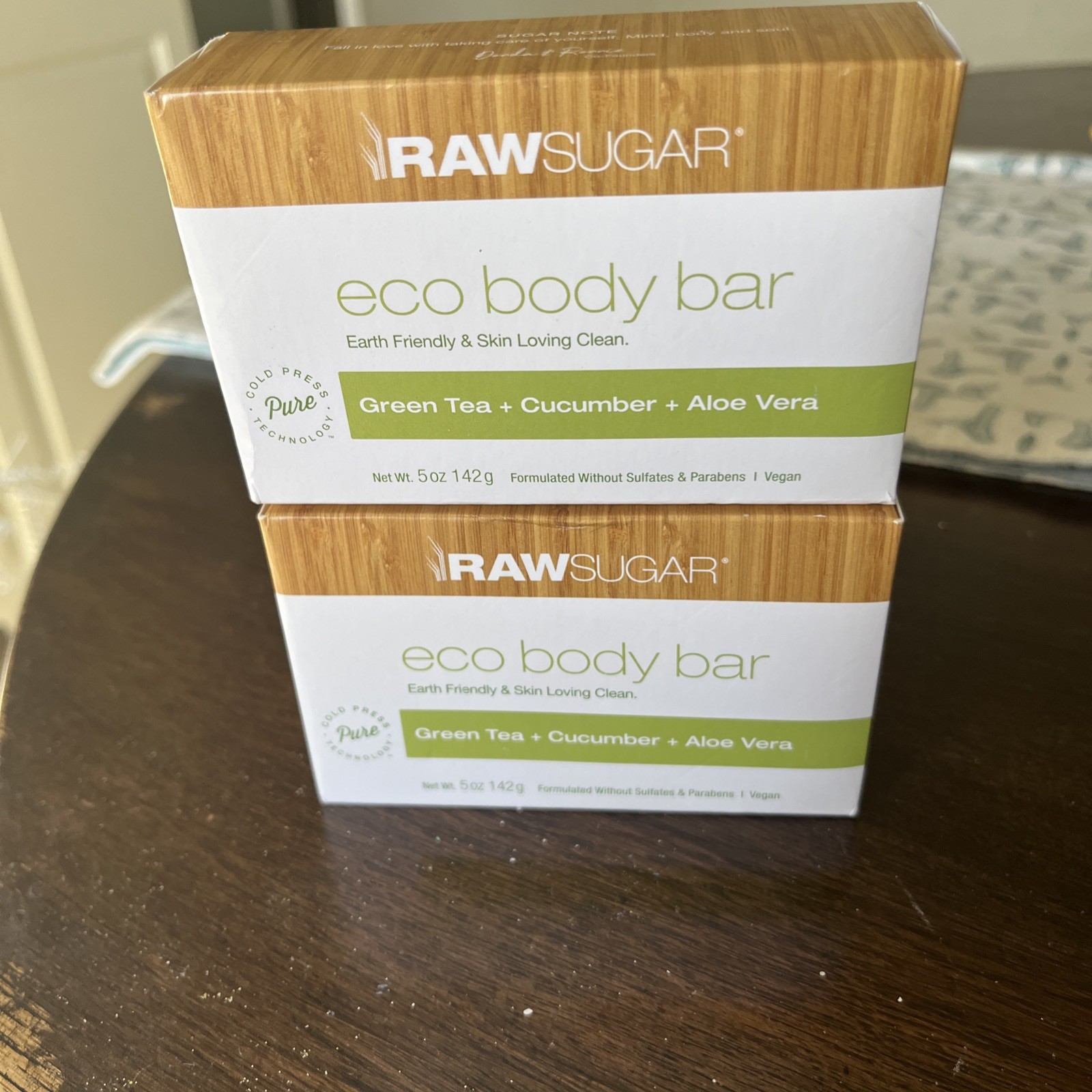 LOT OF 2 RAW SUGAR Eco Body Bar Green Tea, Cucumber & Aloe Vera, 5 oz. ea.,NEW