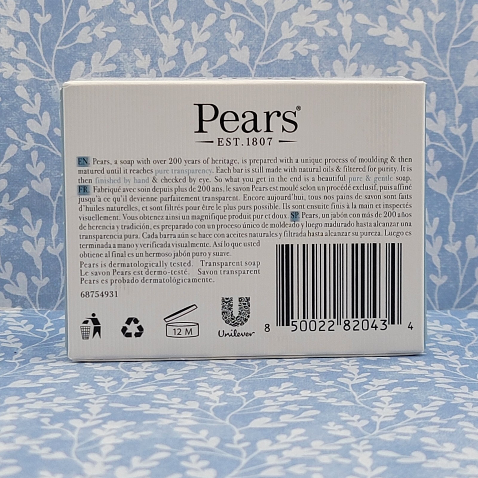 3 PEARS Soaps Plant Oils Lemon Flower Mint Extract Pure & Gentle 100g 3.53 oz