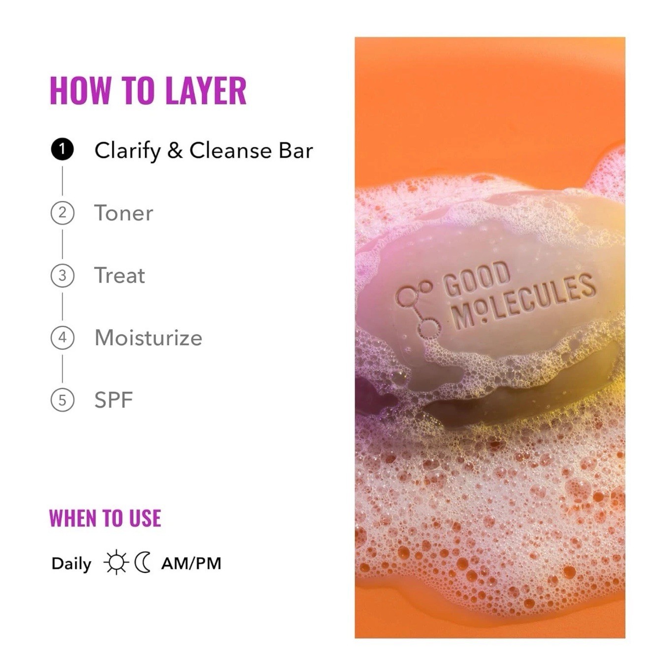 Good Molecules Clarify and Cleanse Bar – Soap-Free Bar with Salicylic Acid BHA,