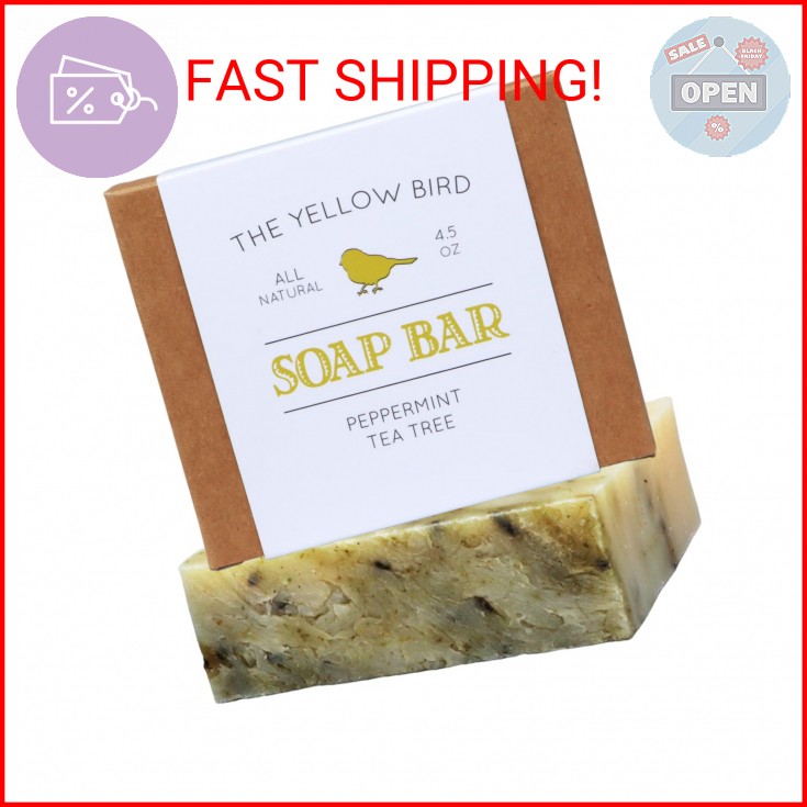 The Yellow Bird Peppermint Tea Tree Soap Bar. Made In USA with All Natural & Org