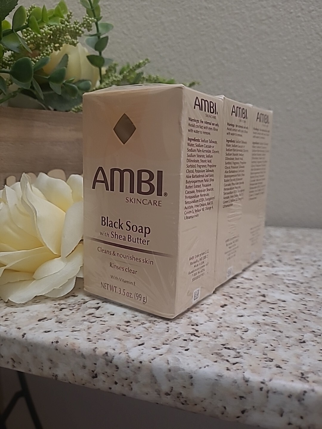 AMBI BLACK SOAP WITH SHEA BUTTER 3.5OZ WITH FREE SHIPPING!! Pack Of 3