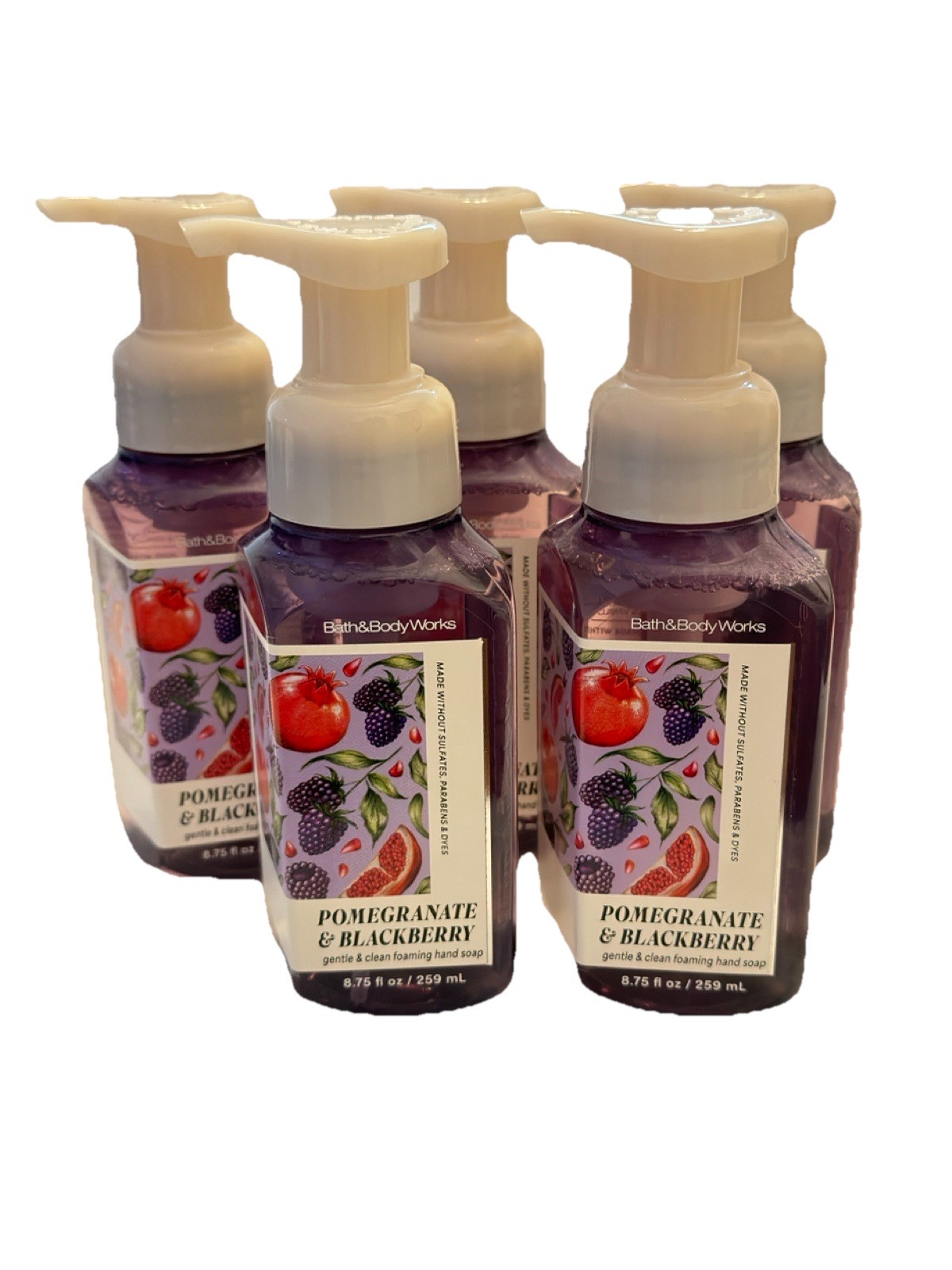 5 X Bath & Body Works POMEGRANATE & BLACKBERRY Gentle Foaming Hand Soap 8.75oz