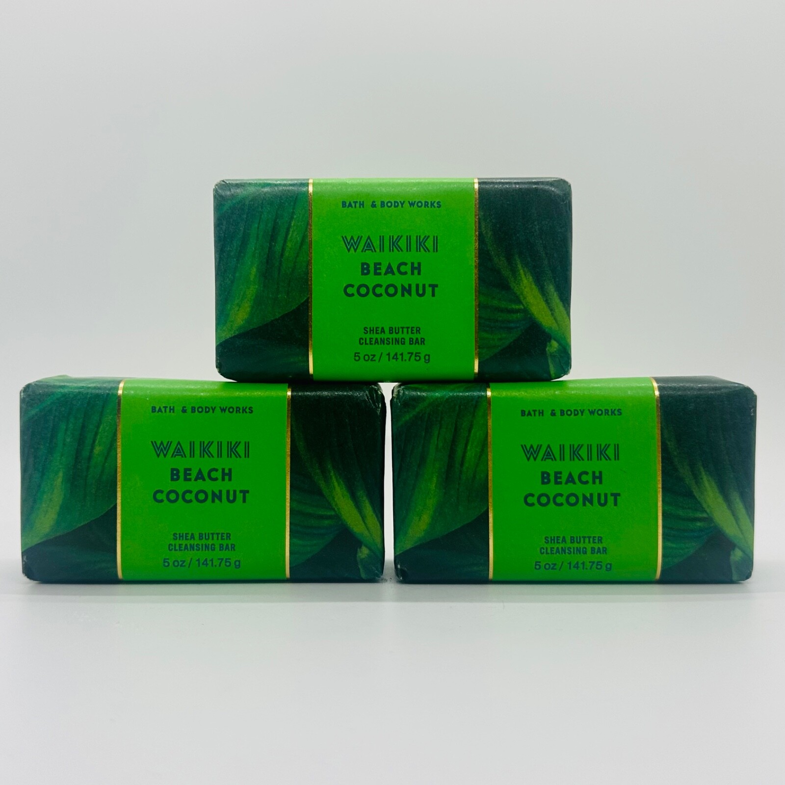 3 Bath & Body Works WAIKIKI BEACH COCONUT Shea Butter Cleansing Bar Soap 5 oz