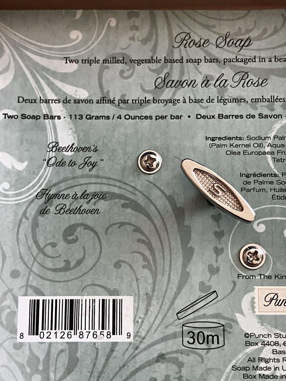 New Mystique Soap Box Music Box 2 Soaps Works Rose Soap Savon