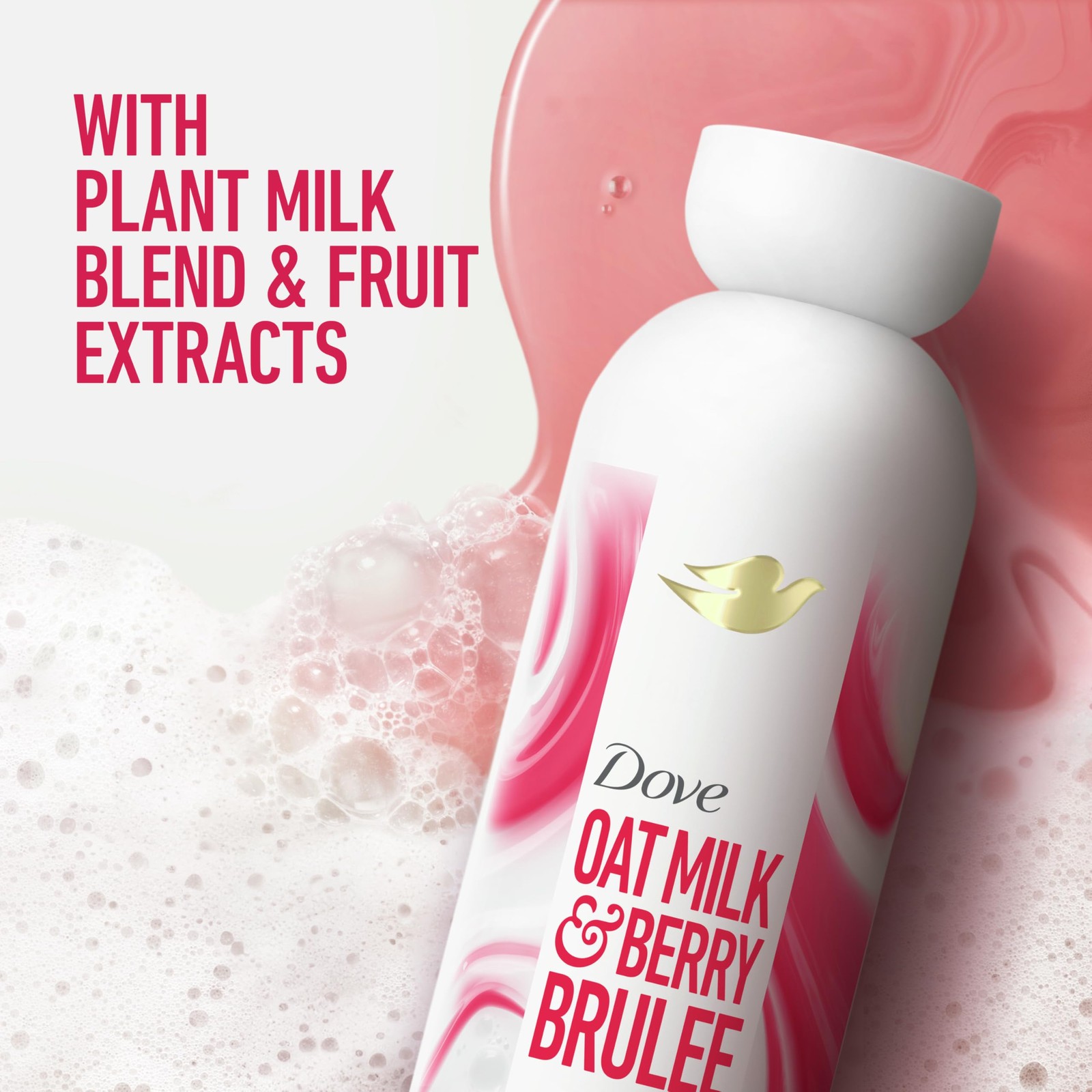 Dove Plant Milk Cleansing Body Wash Oat & 17.5 Fl Oz (Pack of 1), Pink