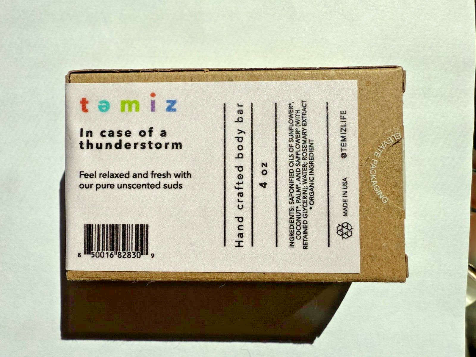 Temiz Hamam Hand Crafted Body Soap Bar Unscented 4oz.