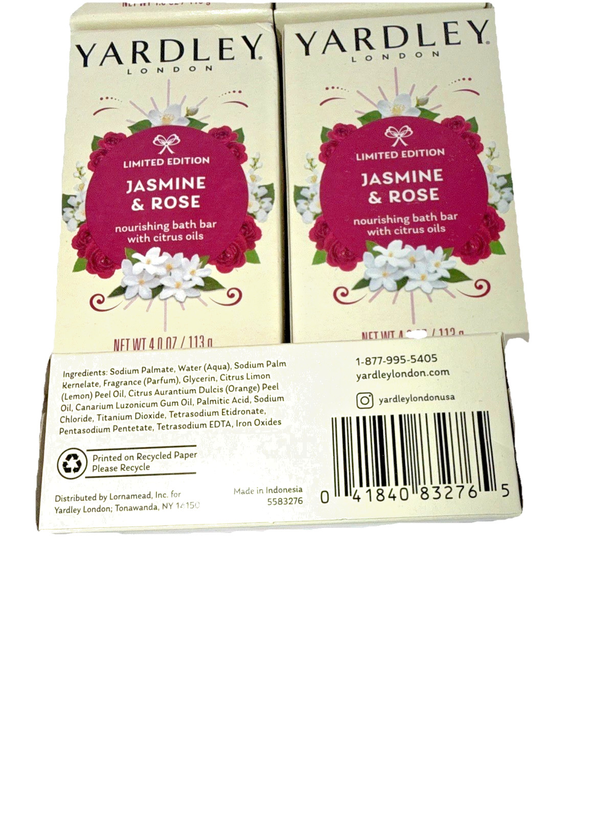 (10}Yardley London Limited Edition Jasmine & Rose Bath Bar Soap 4.0 oz
