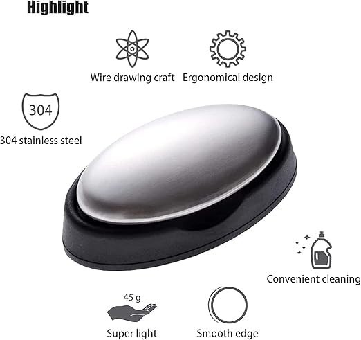 Stainless Steel Bar Soap, Metal Soap Bar Odor Removing Bar