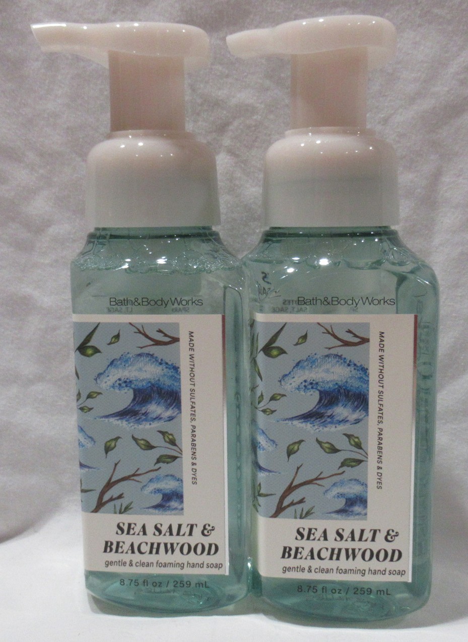 Bath & Body Works Gentle & Clean Foaming Hand Soap Set 2 SEA SALT & BEACHWOOD