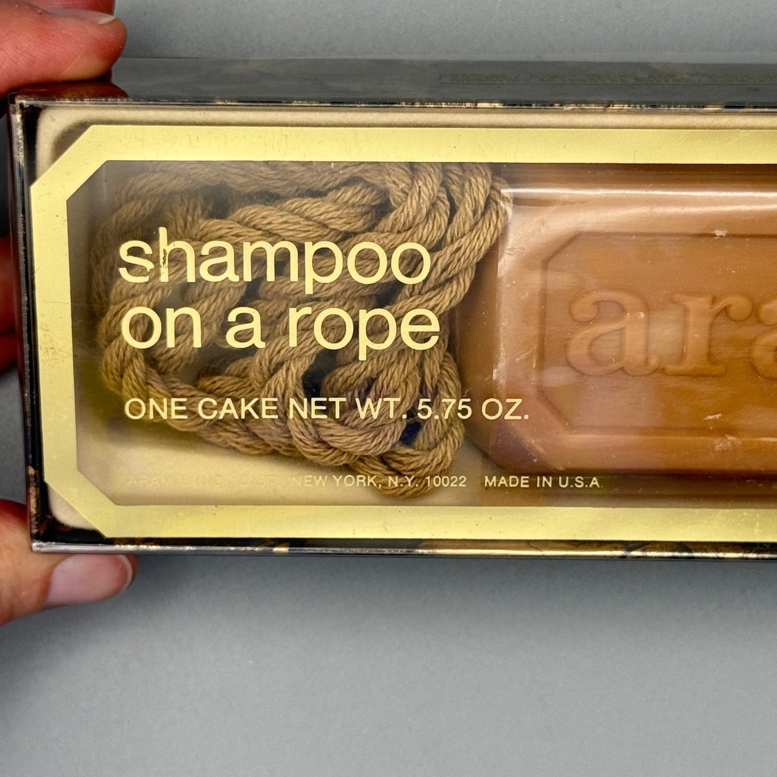 Vtg Aramis Shampoo on a Rope 5.75 oz Mens Bar Soap NOS New in Box Made in USA