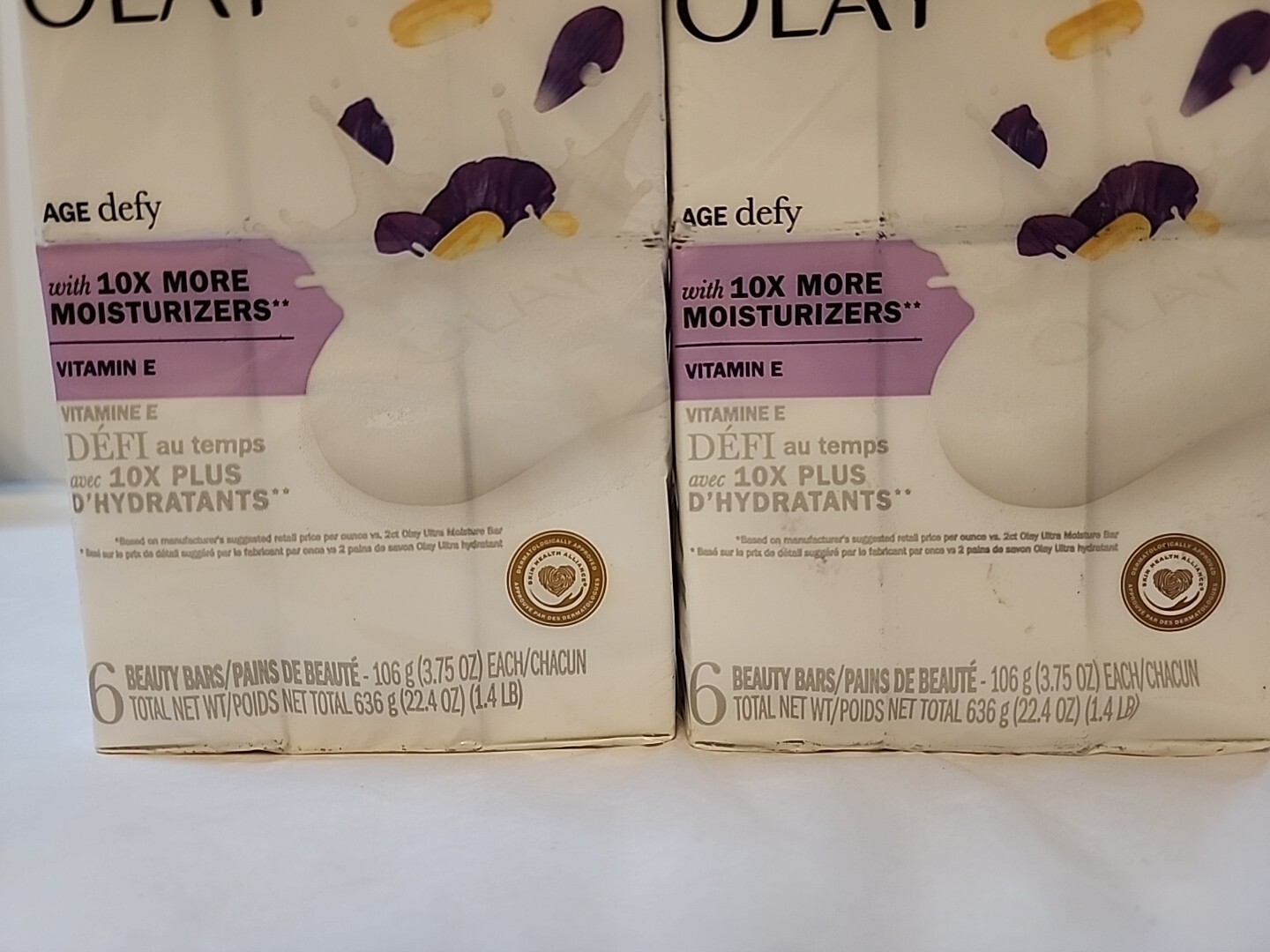 LOT (2) OLAY AGE DEFY BEAUTY BAR SOAP 10X MOISTURIZER VITAMIN E 3.75 OZ 6 BARS