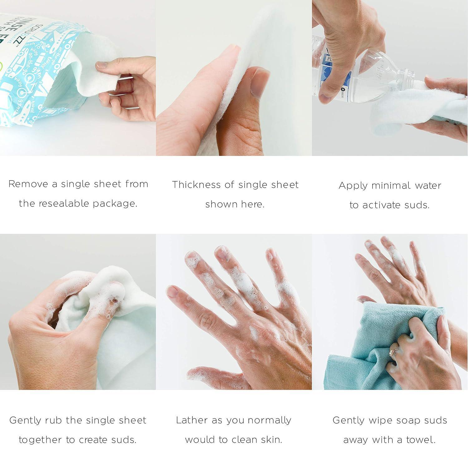 Scrubzz Disposable Rinse Free Bathing Wipes – 25 Pack – All-in-1 Single Use And