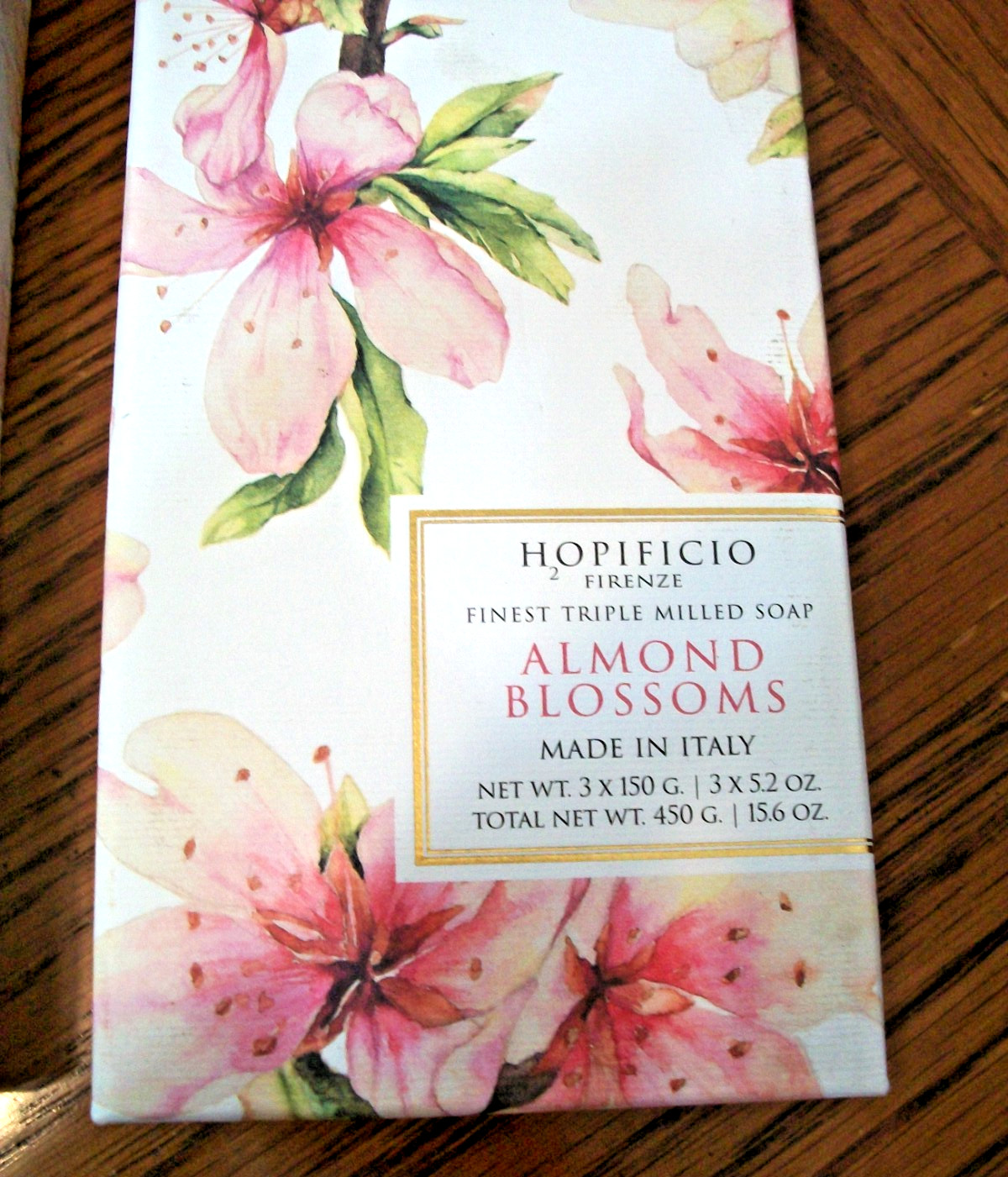 ALMOND BLOSSOMS~HOPIFICIO FIRENZE FINEST TRIPLE MILL SOAP~3 BARS~MADE IN ITALY~