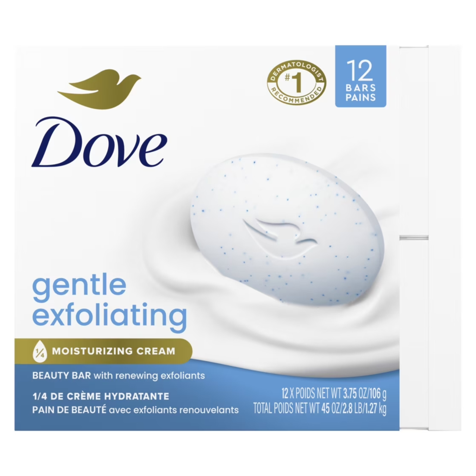 2 Pack Dove Beauty Bar Gentle Exfoliating 3.75 oz 12 Bars Soft Smooth Skin Clean