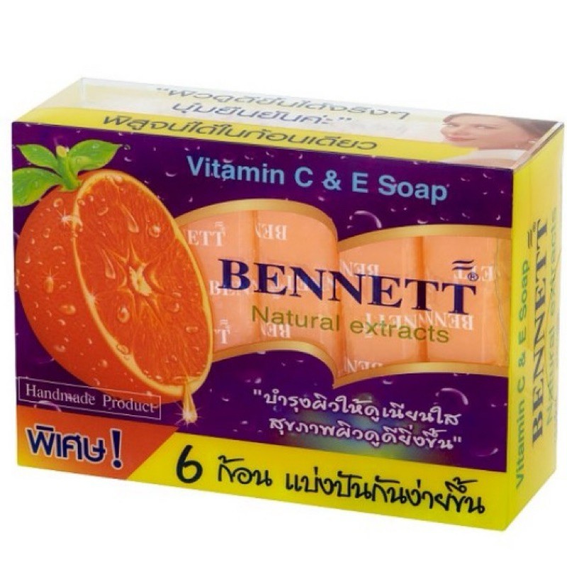 6 x 25 g. BENNETT Soap Bar 1 Box Natural Extracts Vitamin C&E Handmade Product
