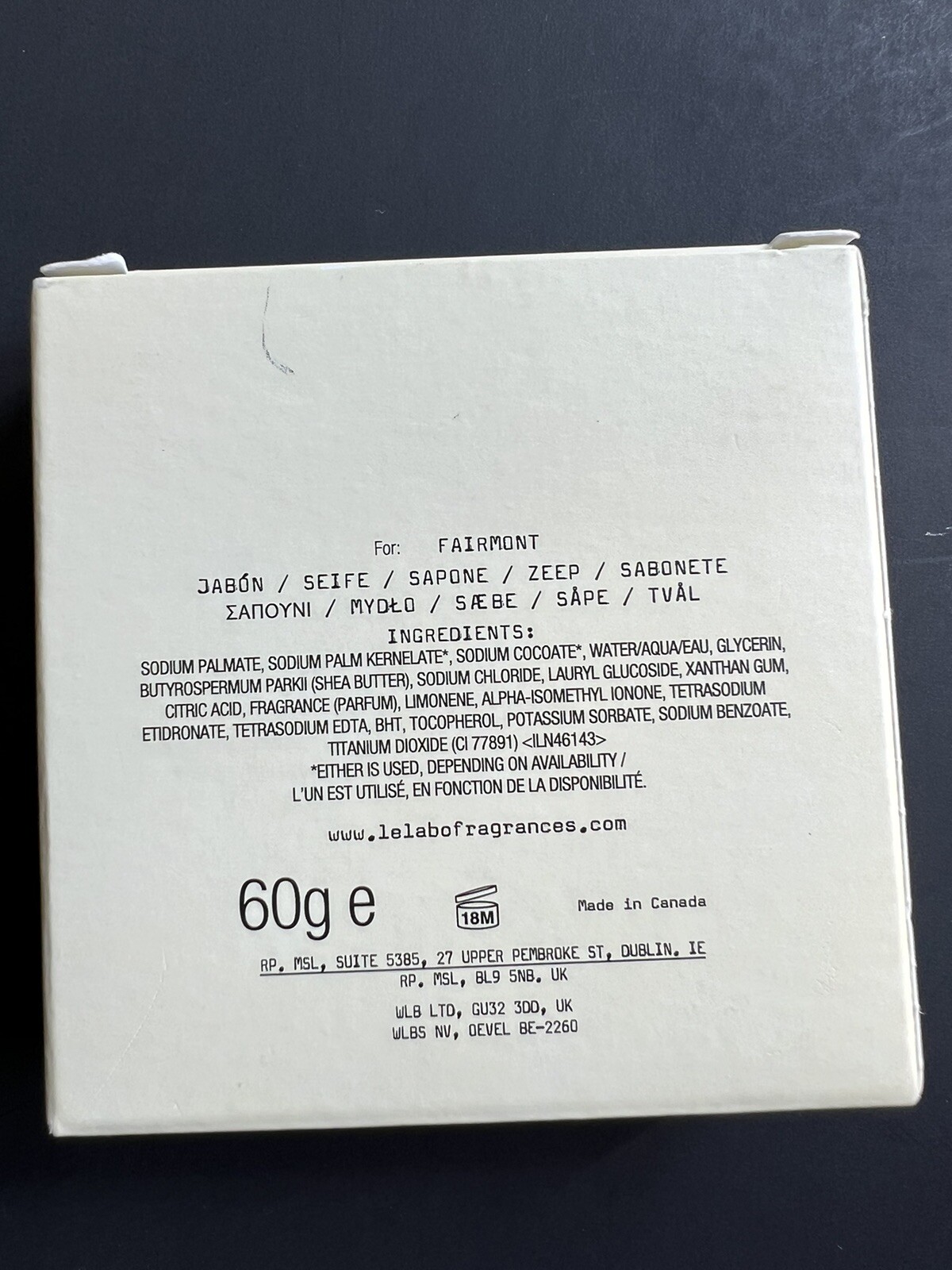 Le Labo Rose 31 Body Bar Soap 2oz Or 60g Rose Fragrance Fairmont. New in Box
