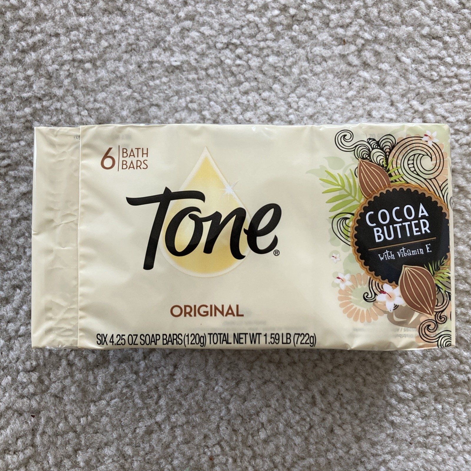 Tone Cocoa Butter 4.25oz Original Bar Soap – 6 Count – SEALED