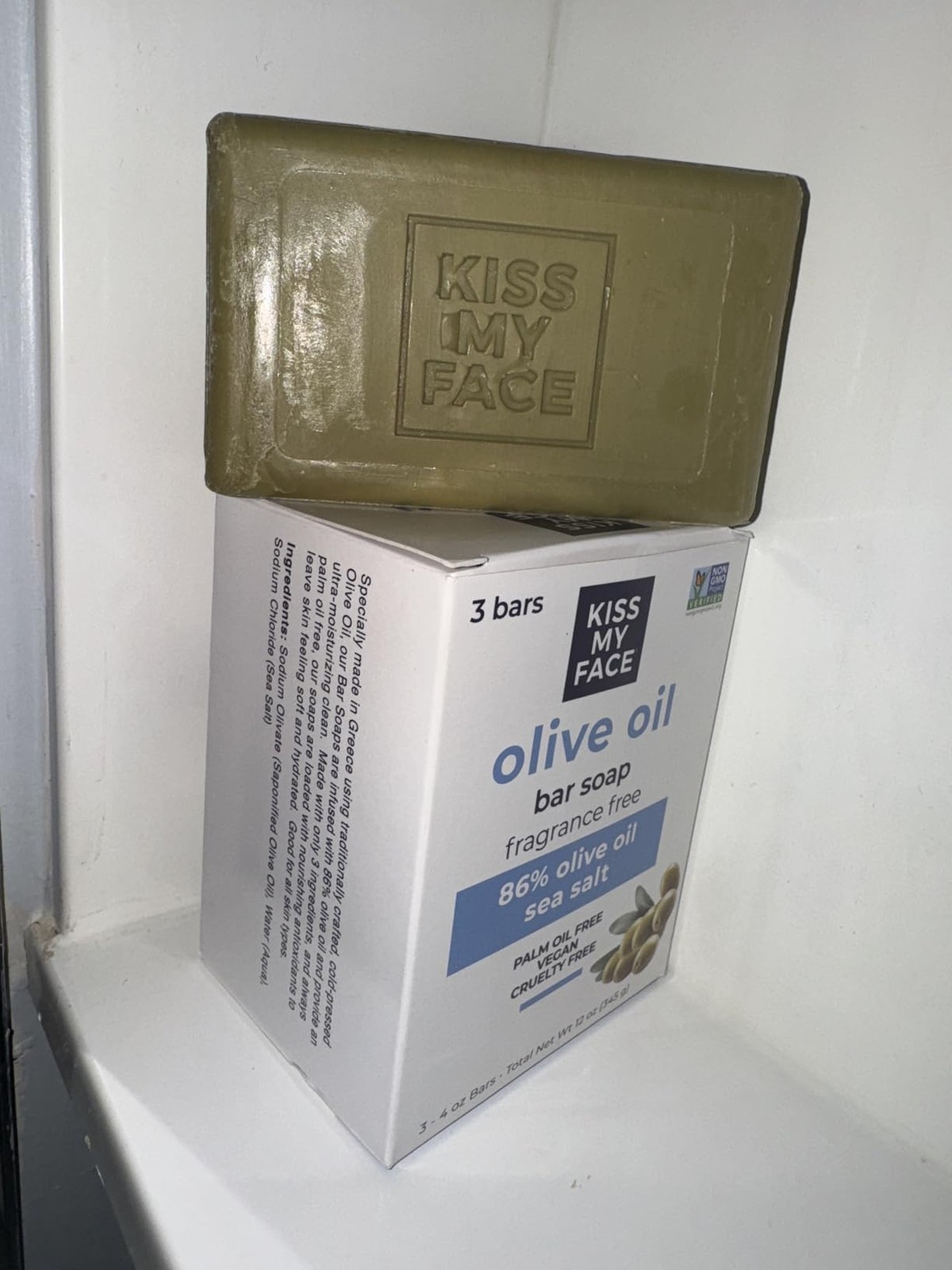 Olive Oil Bar Soap Fragrance Free Moisturizing Vegan Cruelty Palm Free 3Pack 4oz