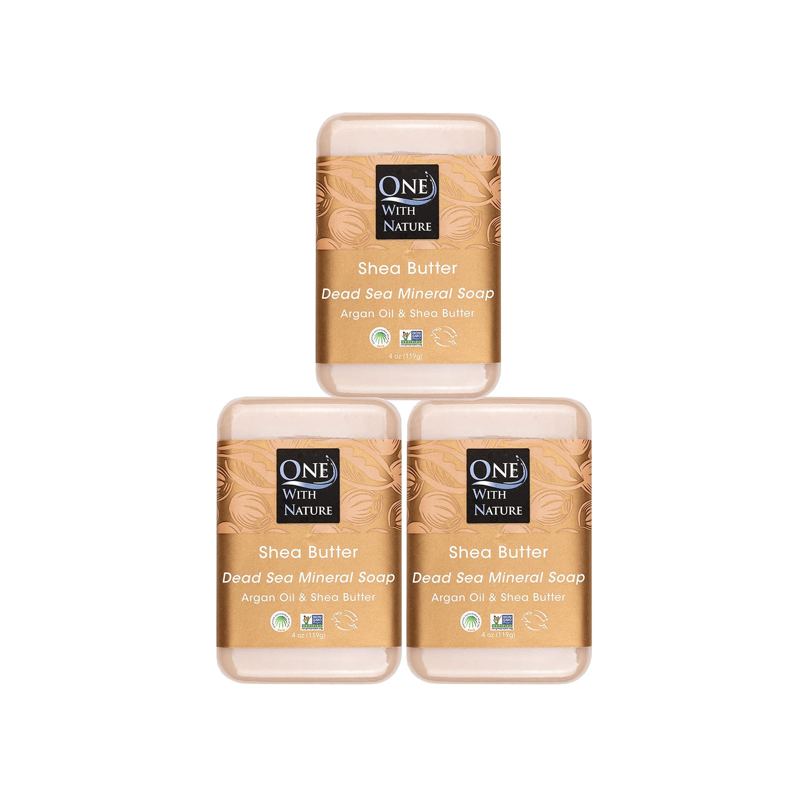 One With Nature Dead Sea Salt Shea Butter Soap 4oz 3Pk-Dead Sea Salt for Face