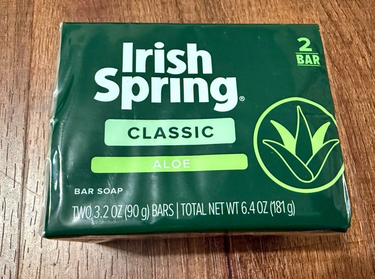 Irish Spring Deodorant Aloe Bar Soap 2 Pack 3.2 Oz Personal Size Discontinued