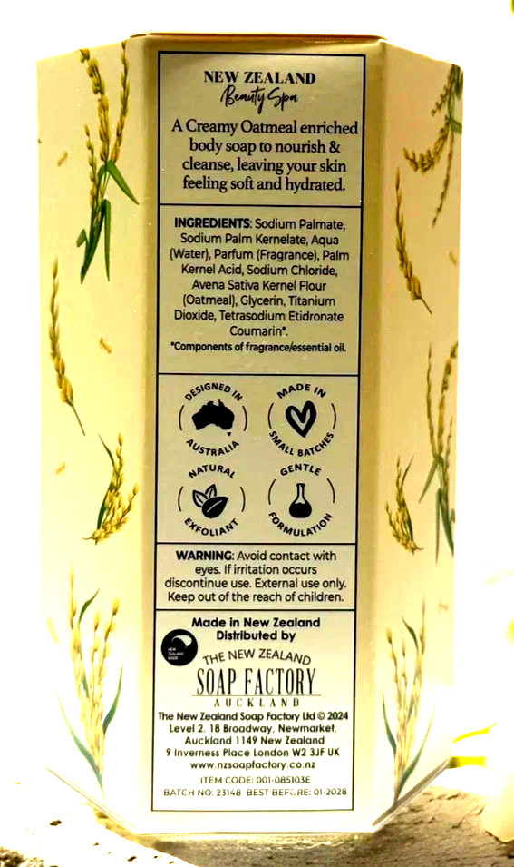 New Zealand Beauty Spa Exfoliating Creamy Oatment Moisturiising Soap*5 Bars*15oz