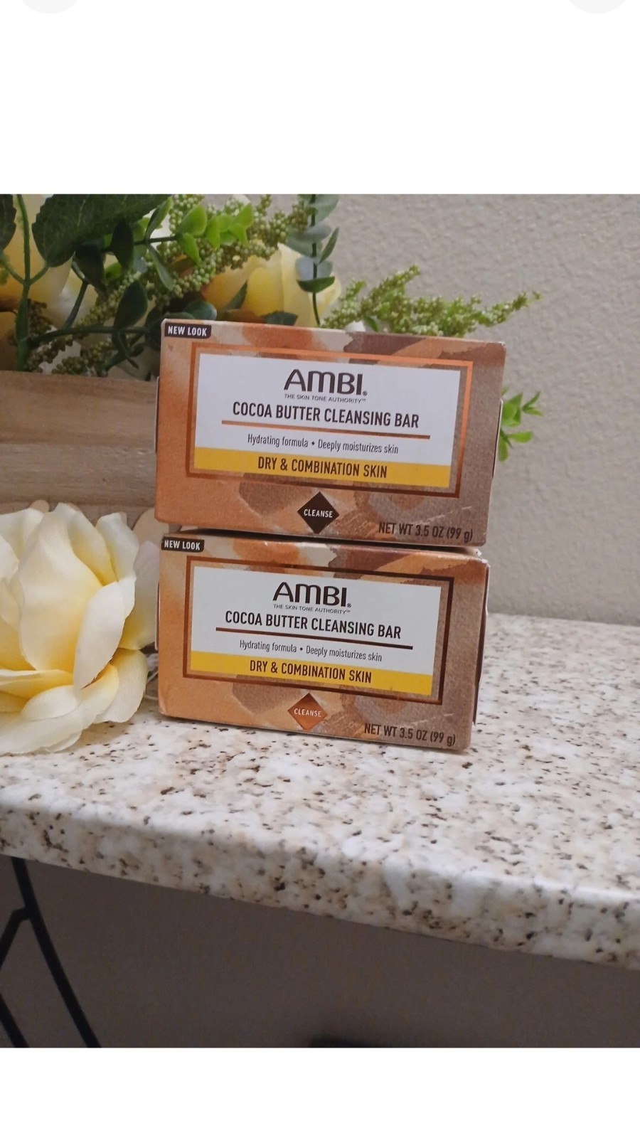 New AMBI Cocoa Butter Bar Soap, 3.5 oz (2 pack) Free Shipping
