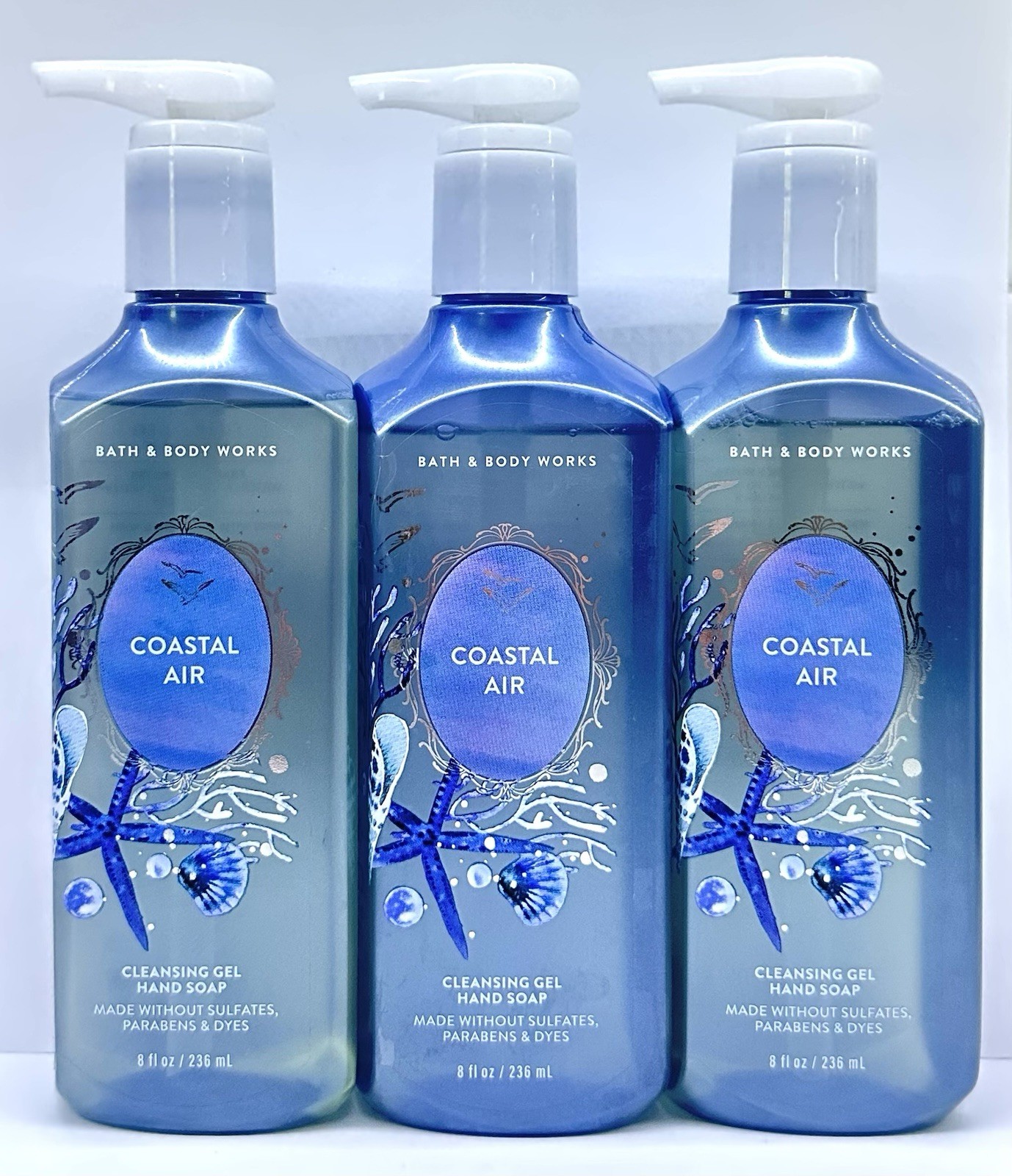 Bath & Body Works Cleansing Gel Hand Soap Lot Set of 3 COASTAL AIR