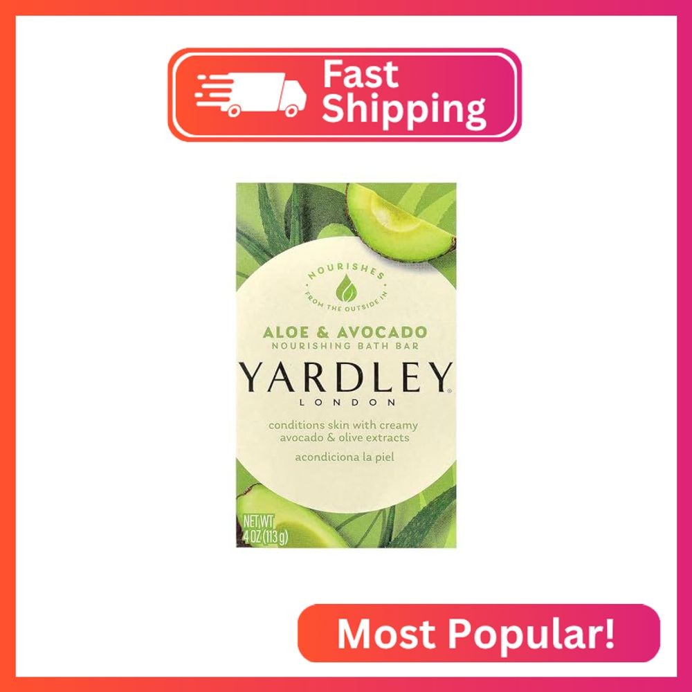 Yardley London Aloe and Avocado Naturally Moisturizing Bath Bar 4.0 oz (Pack of