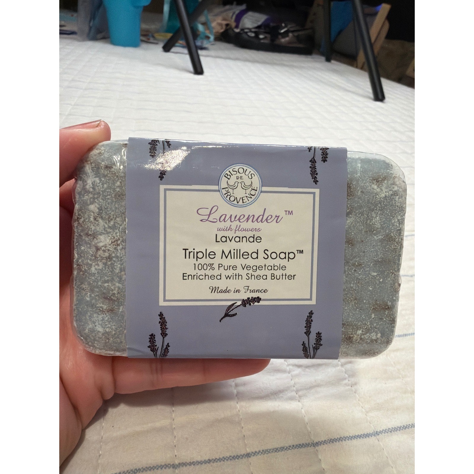 Bisous de Provence Lavender Triple Milled Soap Shea Butter 7oz Made in France