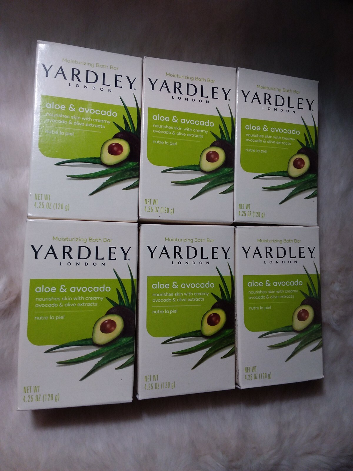 6 bars Yardley London Naturally Moisturizing Bath Bar Aloe and Avocado 4.25 oz.