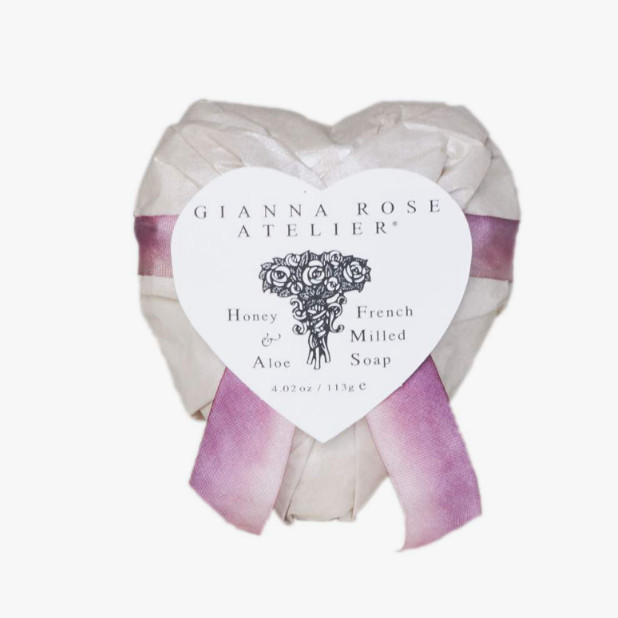 Caswell-Massey Gianna Rose Heart Shape Soap 2 Bars French Milled Honey Aloe NEW