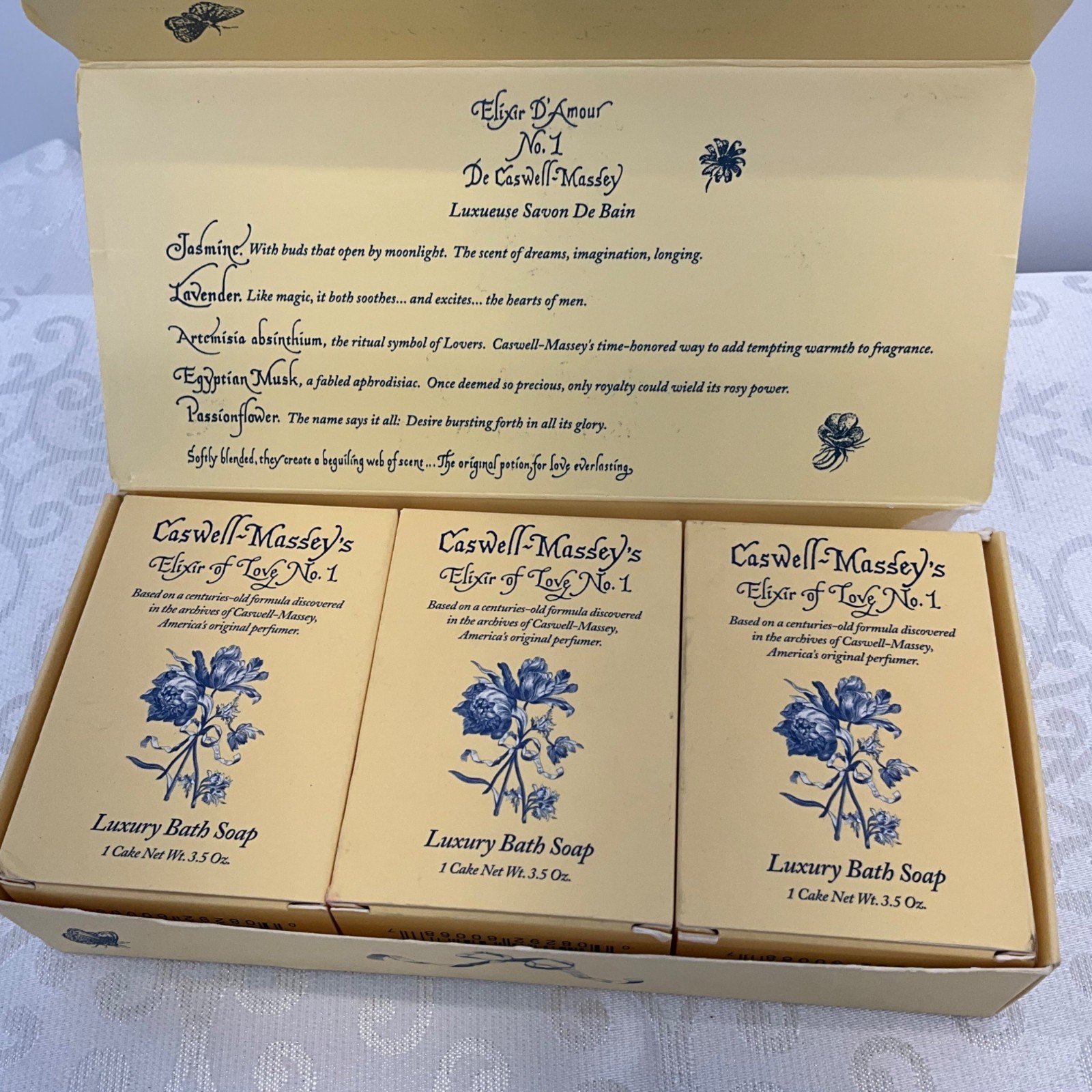 Caswell-Masseys Elixir Of Love No. 1 Luxury Bath Soap 3-Pack Set