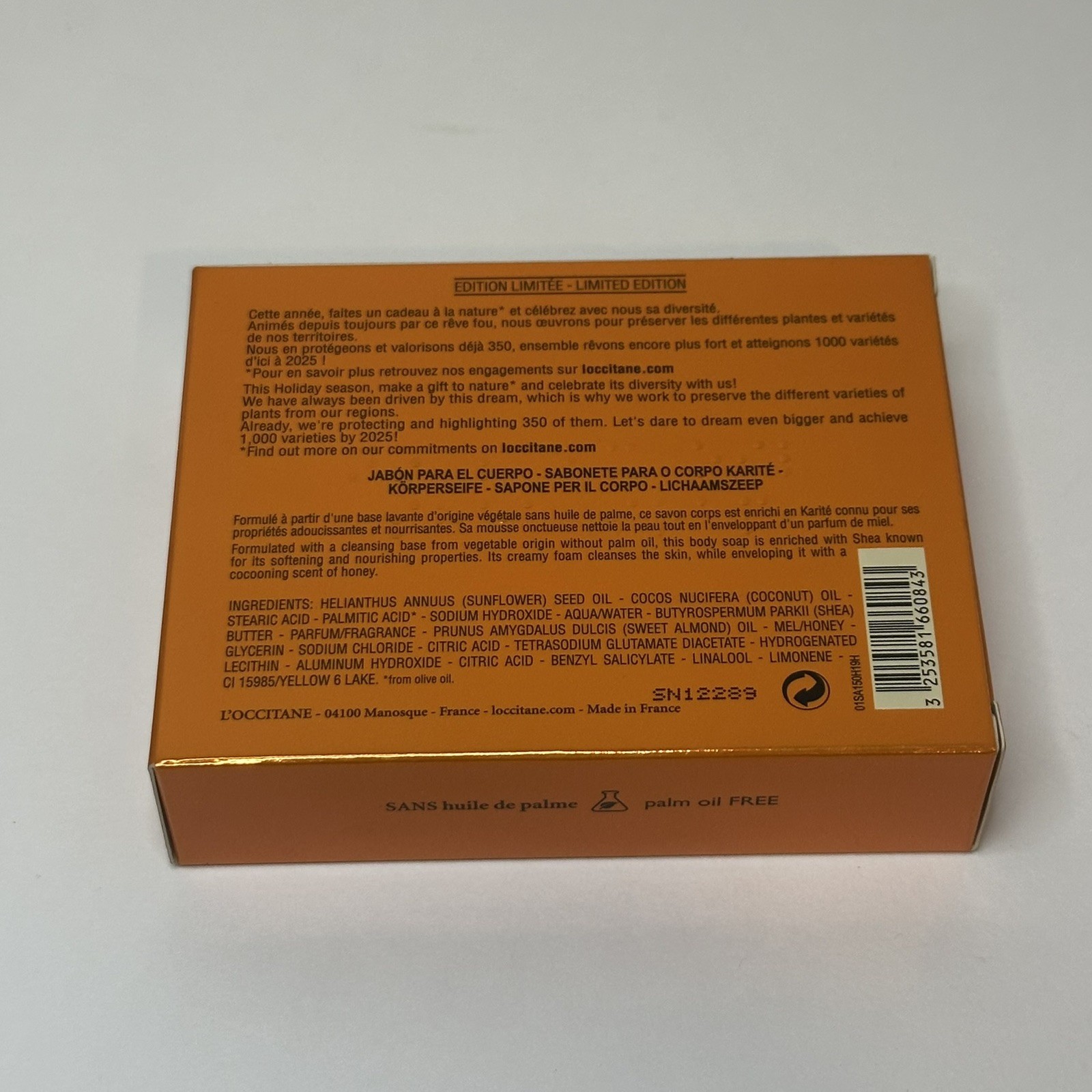 L’occitane Honey Harvest extra Gentle Body Soap 5.2 oz Limited Edition