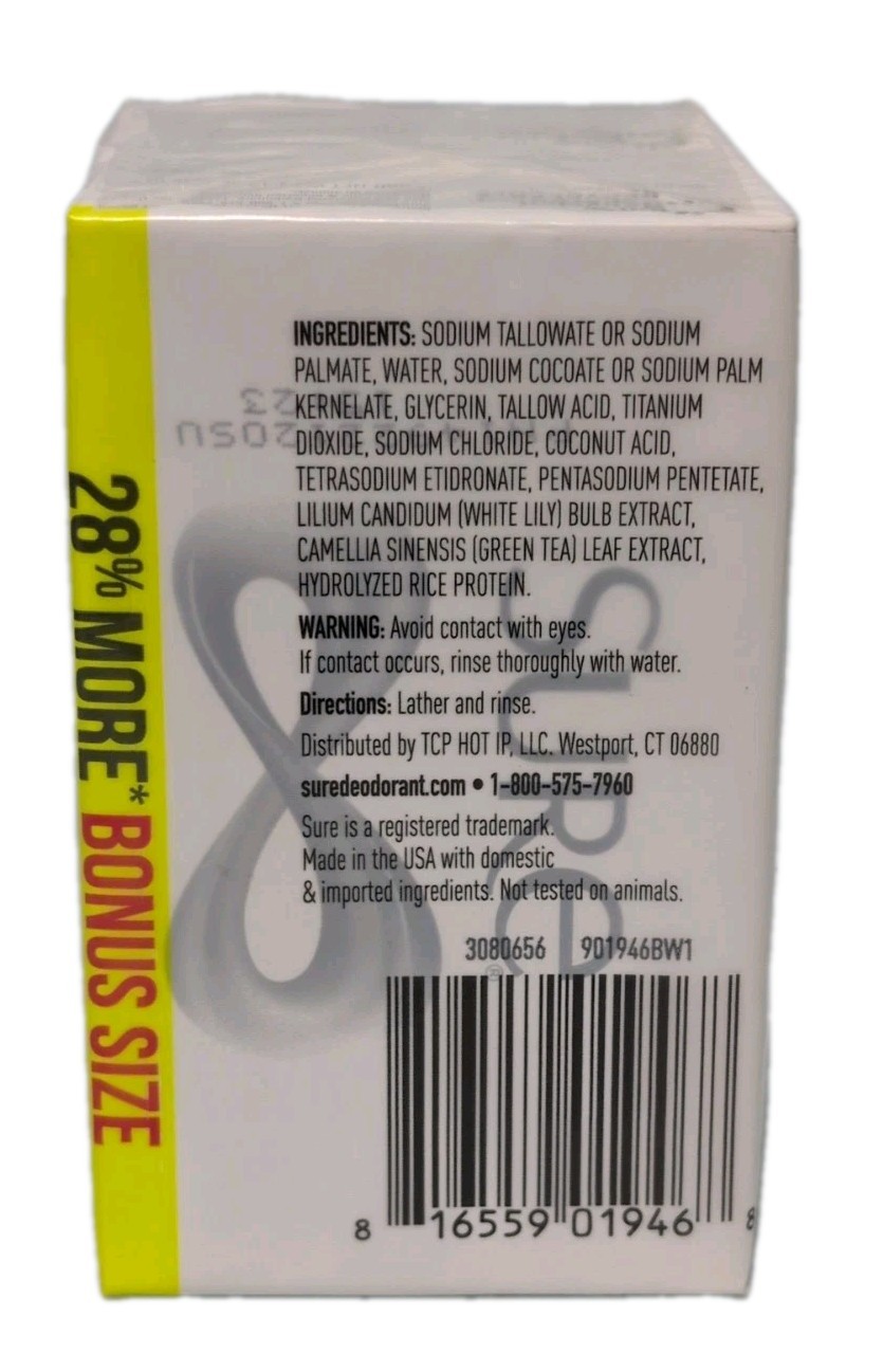 Sure Bar Soap 2 Bars Unscented Deodorizing NEW 4.12 oz Ea HTF Rare