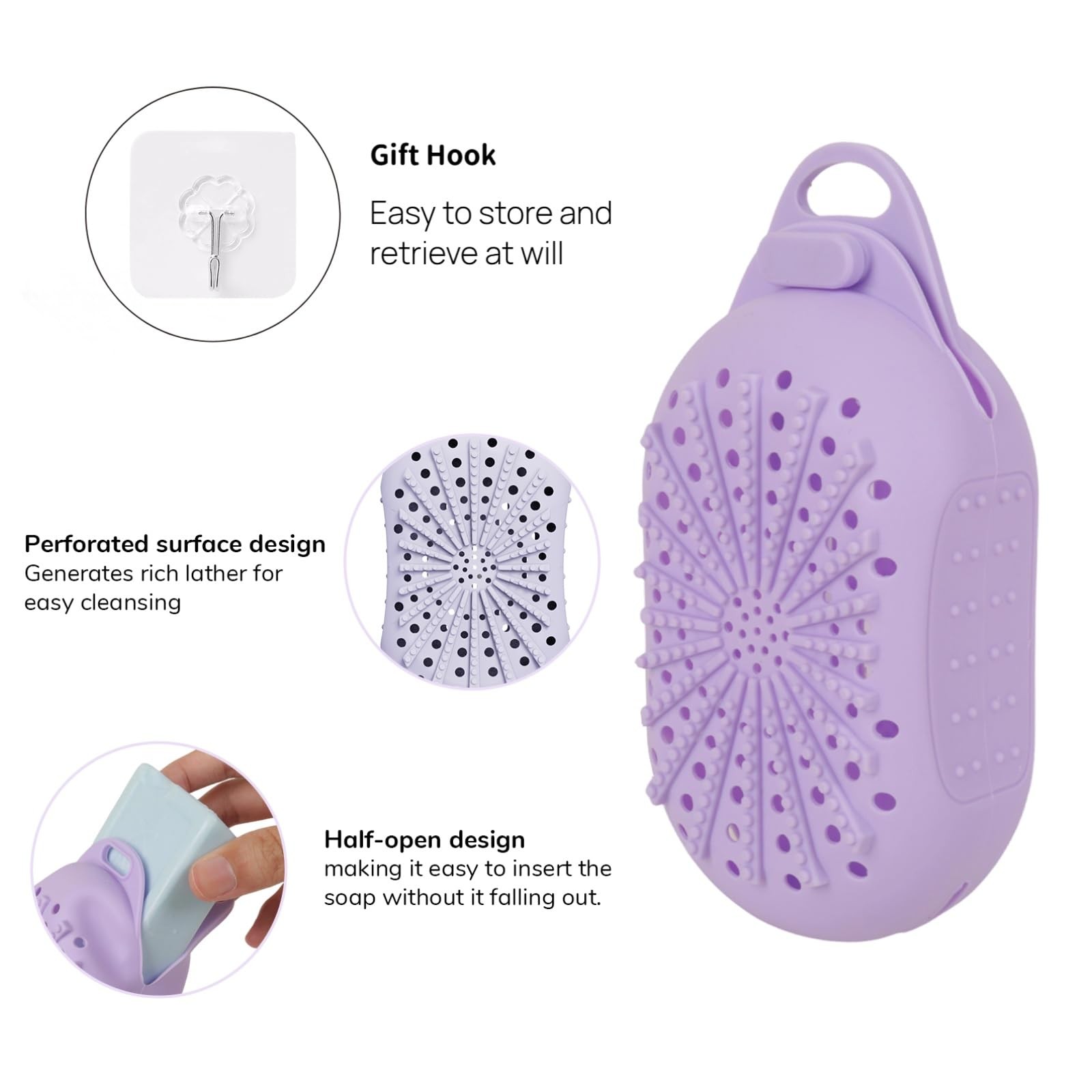 Silicone Soap Bag, Dual-Sided Box Scrubber, 1 Count (Pack of 1), Pink