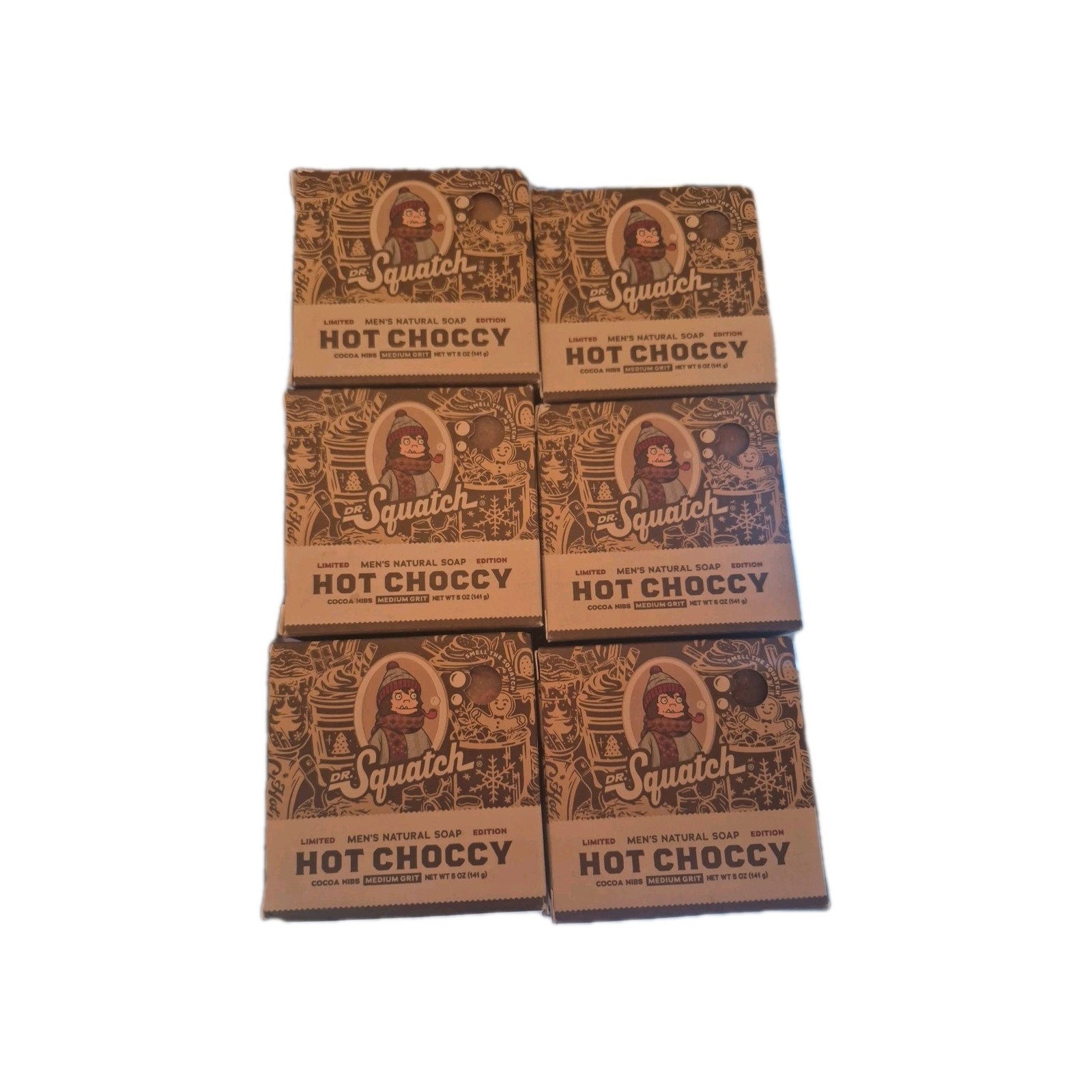 Dr. Squatch Hot Choccy Mens Natural Bar Soap Limited Edition Holiday 5oz-6 Pack!